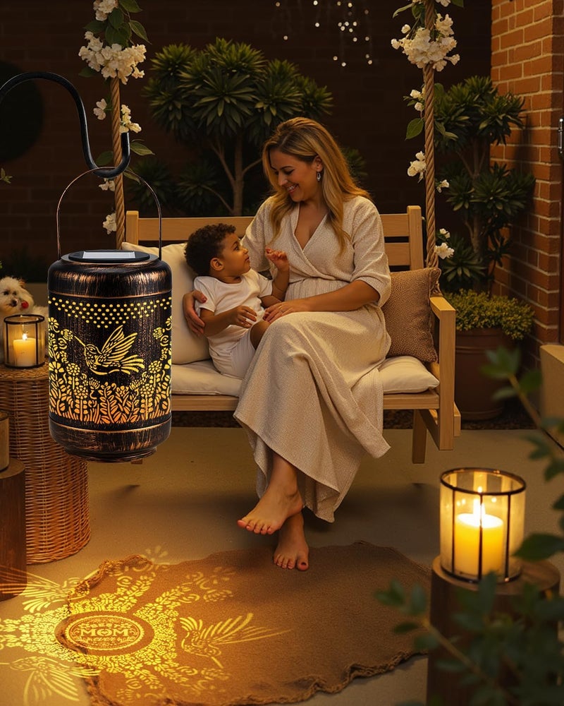 Calibron Valentines Day Gifts for Mom Solar Lanterns Outdoor Waterproof, Mom's Birthday Gifts Solar Lights Garden Decor, Birthday Gifts for Mom Hanging Light Yard Decoration Outdoor, Backyard, Patio, Porch - Image 2